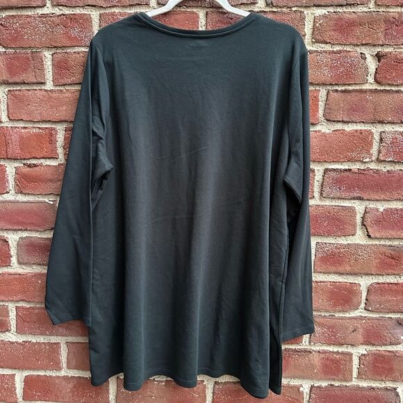 Eileen Fisher Organic Cotton Jersey Long-Sleeve Top dark green 2X NEW - Picture 4 of 6